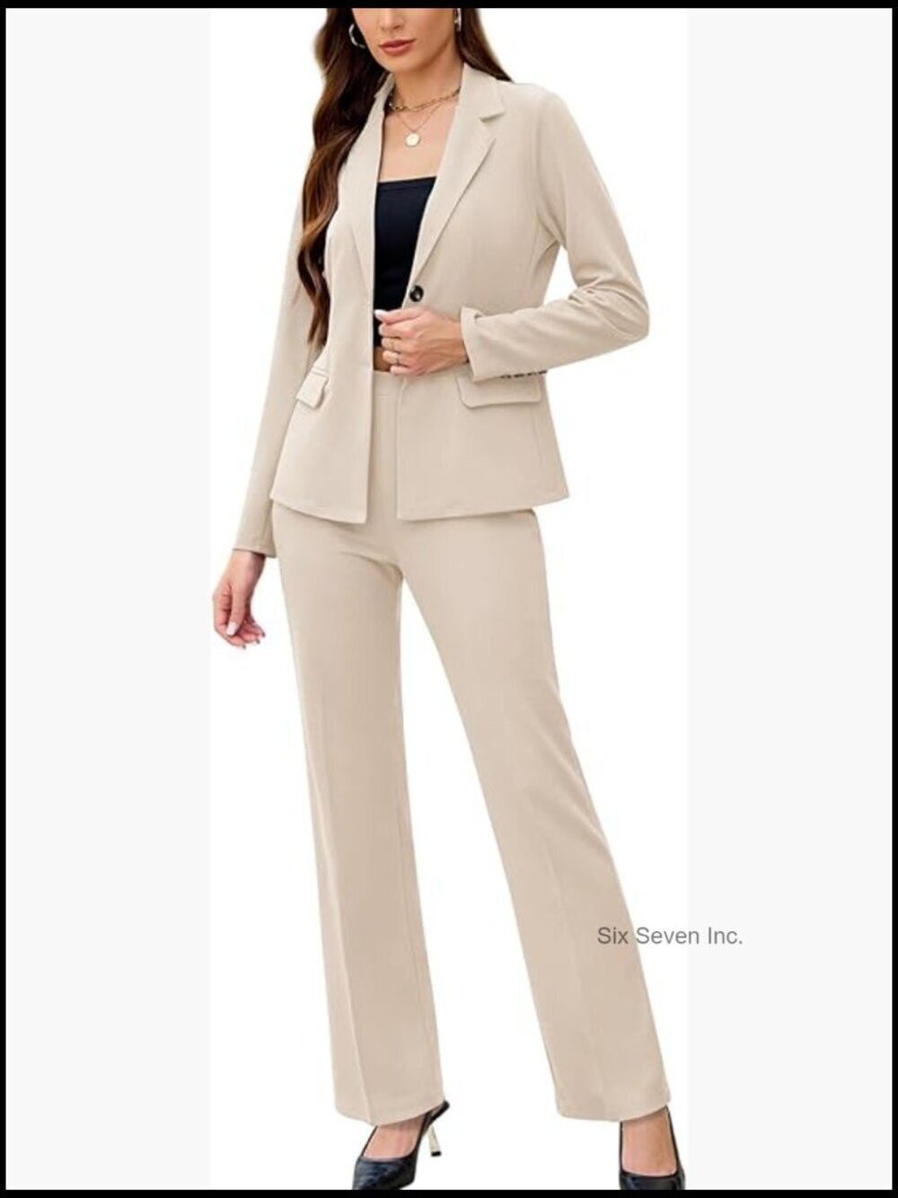 Long Sleeve Blazer with Pants Business Casual Suit Set